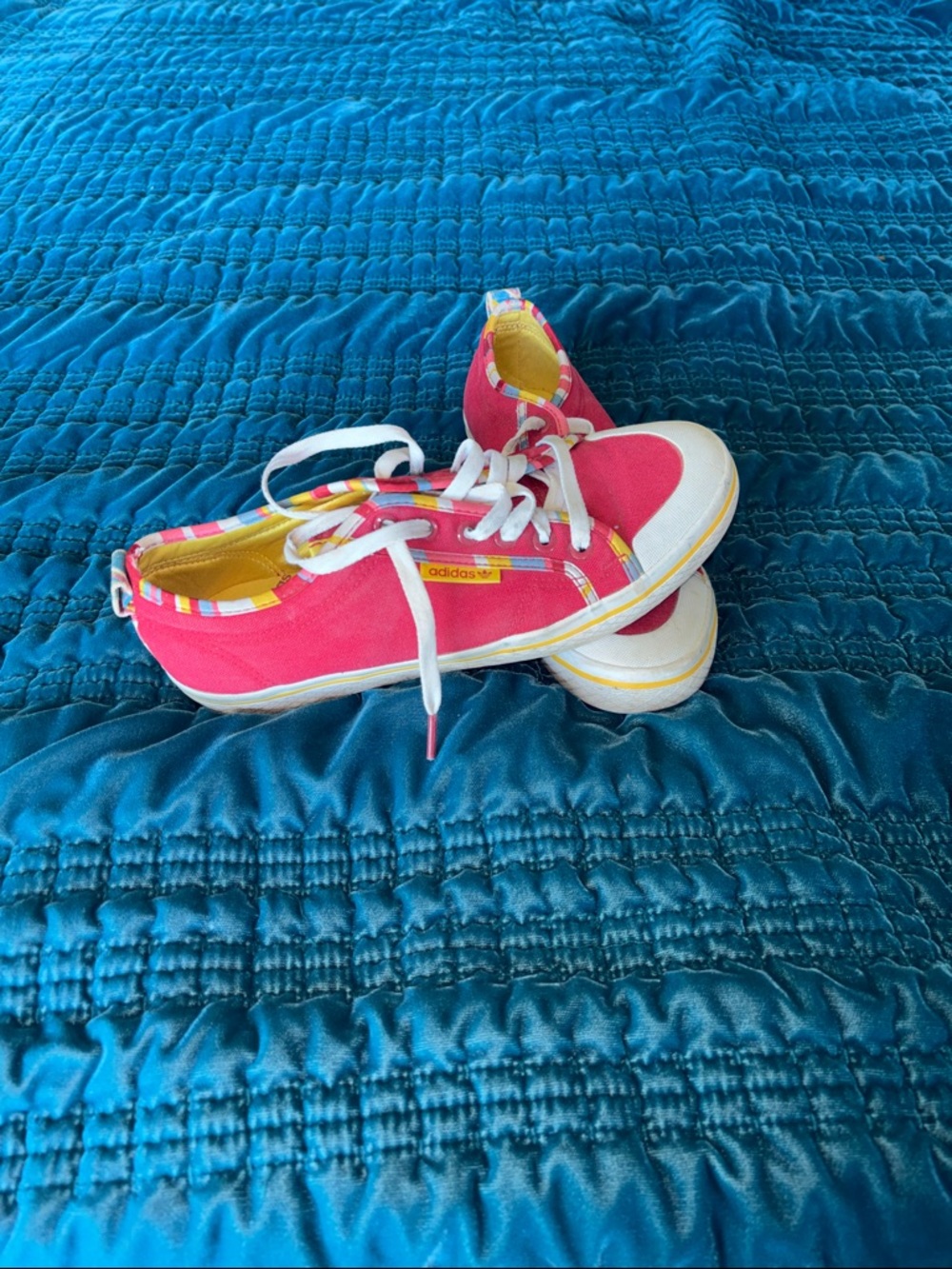 adidas Kids Pink Low-Top Canvas Sneakers with Striped Trim